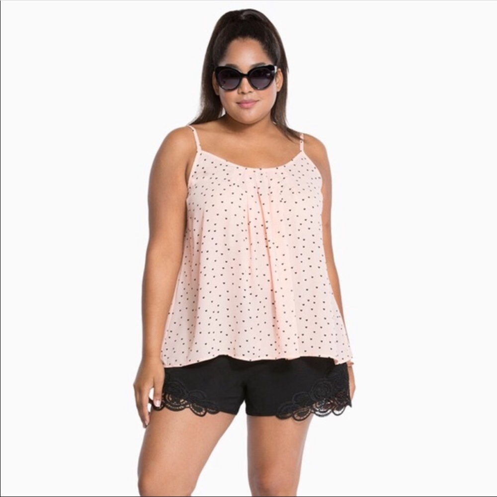 Torrid baby pink flowy shirt with black hearts